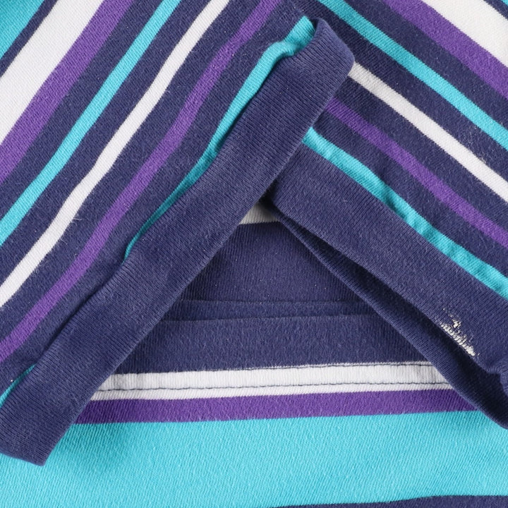 Hanna Andersson Multi-stripe T-shirt, Made in USA, Men's Size S cotton turquoise blue Vintage Second Hand