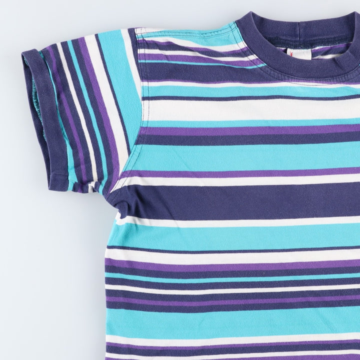 Hanna Andersson Multi-stripe T-shirt, Made in USA, Men's Size S cotton turquoise blue Vintage Second Hand