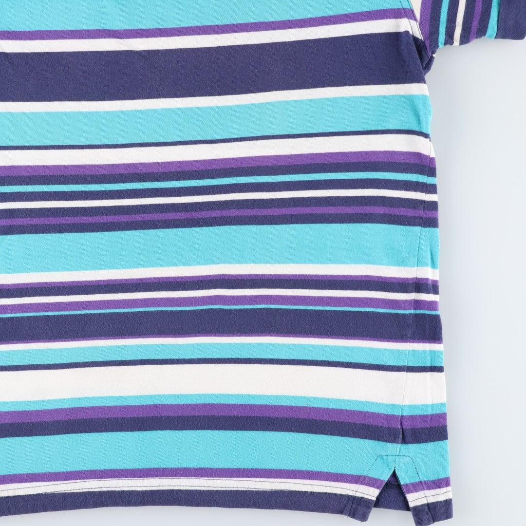 Hanna Andersson Multi-stripe T-shirt, Made in USA, Men's Size S cotton turquoise blue Vintage Second Hand