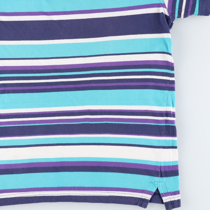 Hanna Andersson Multi-stripe T-shirt, Made in USA, Men's Size S cotton turquoise blue Vintage Second Hand