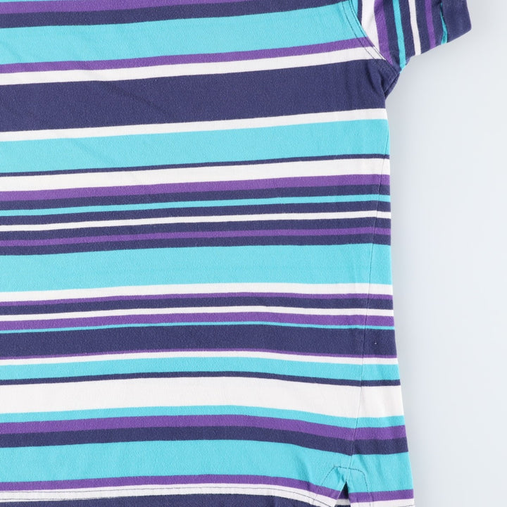 Hanna Andersson Multi-stripe T-shirt, Made in USA, Men's Size S cotton turquoise blue Vintage Second Hand
