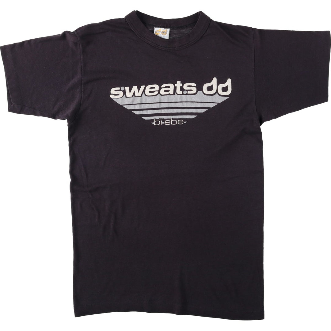 80s-90'S SWEATS BI EBE Print T-Shirt, Made in USA, Women's Size M (Equivalent), Vintage unclear black type Vintage Second Hand