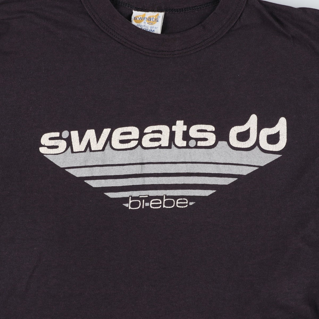 80s-90'S SWEATS BI EBE Print T-Shirt, Made in USA, Women's Size M (Equivalent), Vintage unclear black type Vintage Second Hand