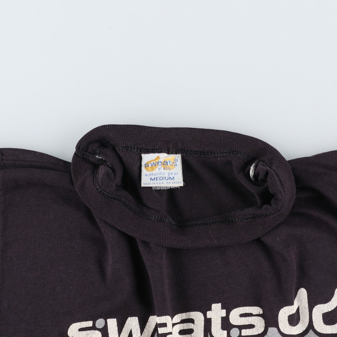 80s-90'S SWEATS BI EBE Print T-Shirt, Made in USA, Women's Size M (Equivalent), Vintage unclear black type Vintage Second Hand