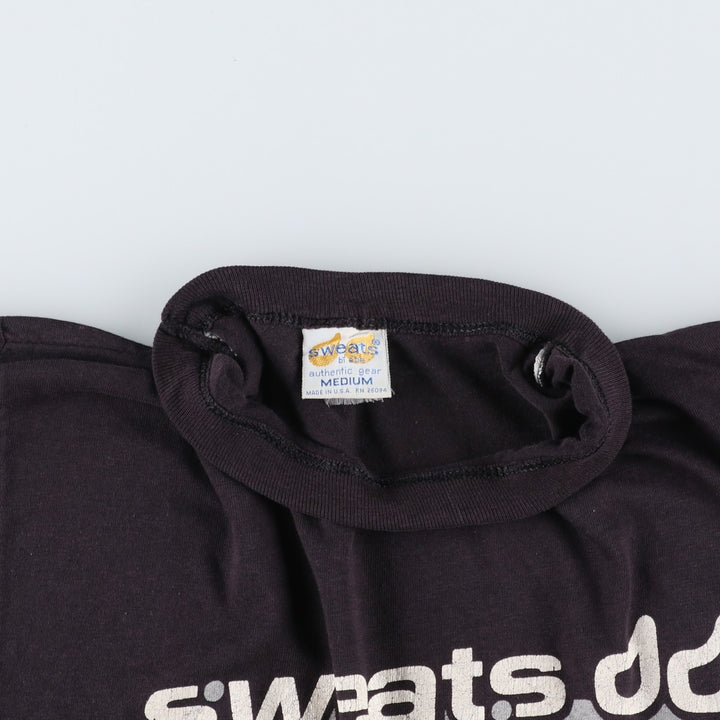 80s-90'S SWEATS BI EBE Print T-Shirt, Made in USA, Women's Size M (Equivalent), Vintage unclear black type Vintage Second Hand