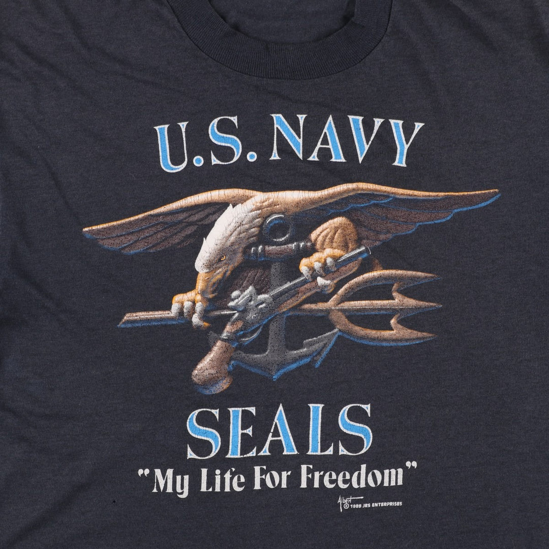 US Navy Eagle Pattern Military Print T-Shirt (Men's Size M) unclear black type Vintage Second Hand