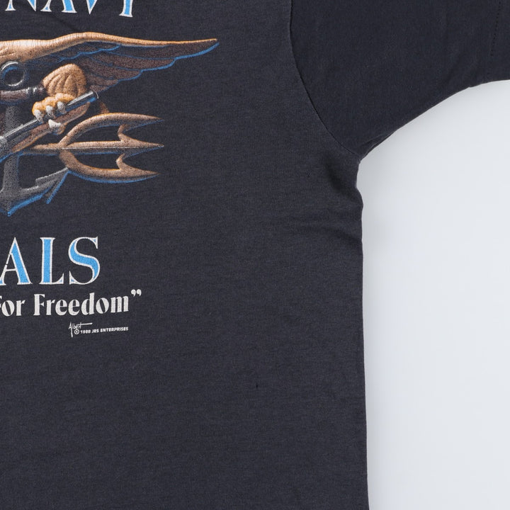 US Navy Eagle Pattern Military Print T-Shirt (Men's Size M) unclear black type Vintage Second Hand