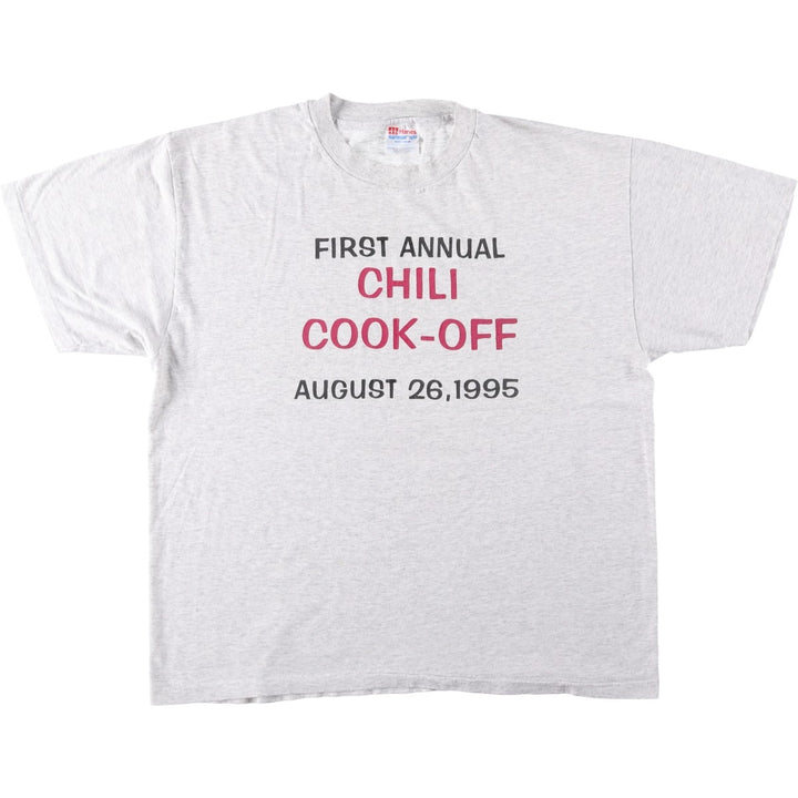 90'S Hanes CHILI COOK-OFF Print T-Shirt, Men's Size L (approx.), Vintage cotton gray type Vintage Second Hand