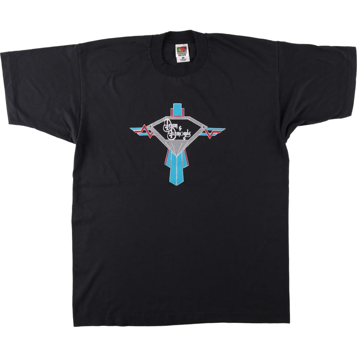 2000'S Fruit of the Loom Denim and Diamonds Print T-Shirt, Men's Size XL (approx.) cotton black type Vintage Second Hand