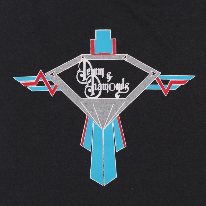 2000'S Fruit of the Loom Denim and Diamonds Print T-Shirt, Men's Size XL (approx.) cotton black type Vintage Second Hand