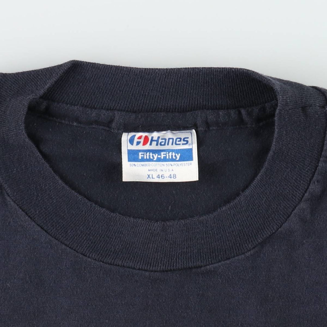 Vintage 1980'S Hanes Fifty-Fifty Blue Tag Print T-Shirt, Made in USA, Men's XL cotton black type Vintage Second Hand