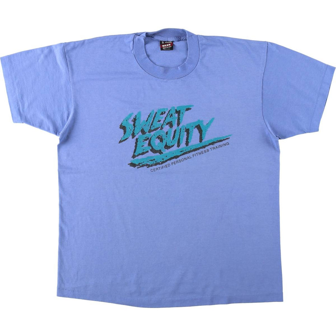 90'S Fruit of the Loom printed T-shirt, made in the USA, men's XL size, vintage cotton blue type Vintage Second Hand