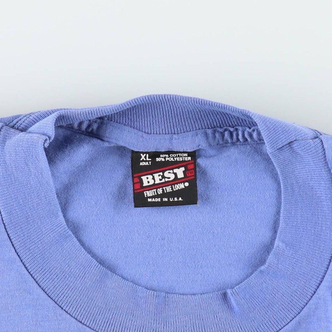 90'S Fruit of the Loom printed T-shirt, made in the USA, men's XL size, vintage cotton blue type Vintage Second Hand