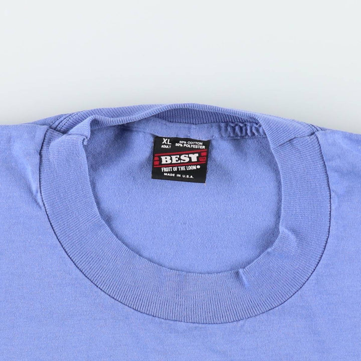 90'S Fruit of the Loom printed T-shirt, made in the USA, men's XL size, vintage cotton blue type Vintage Second Hand