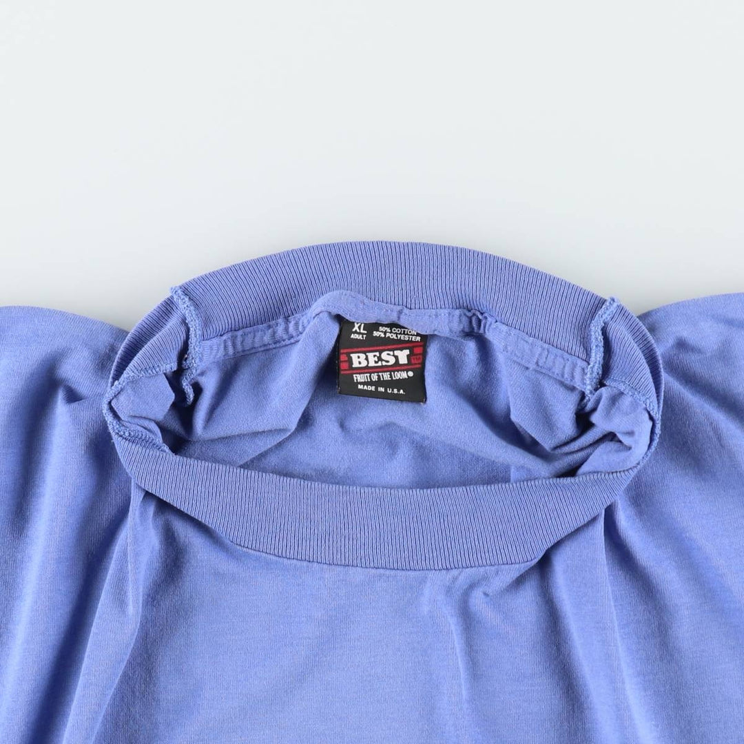 90'S Fruit of the Loom printed T-shirt, made in the USA, men's XL size, vintage cotton blue type Vintage Second Hand
