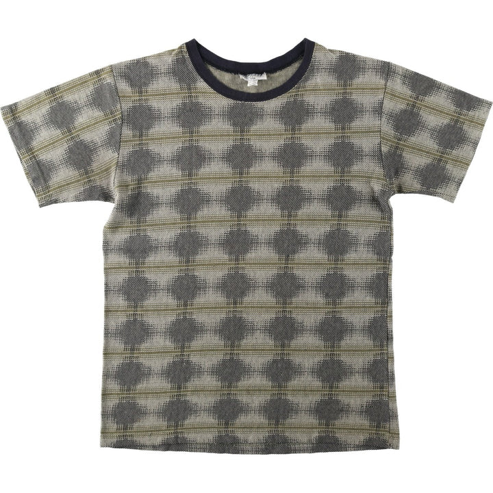 TOTALE all-over print jacquard T-shirt, made in USA, men's size M equivalent, vintage. cotton Khaki type Vintage Second Hand