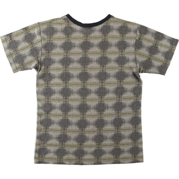 TOTALE all-over print jacquard T-shirt, made in USA, men's size M equivalent, vintage. cotton Khaki type Vintage Second Hand