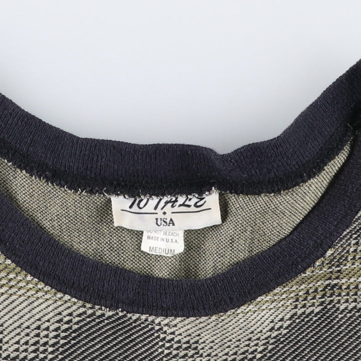 TOTALE all-over print jacquard T-shirt, made in USA, men's size M equivalent, vintage. cotton Khaki type Vintage Second Hand