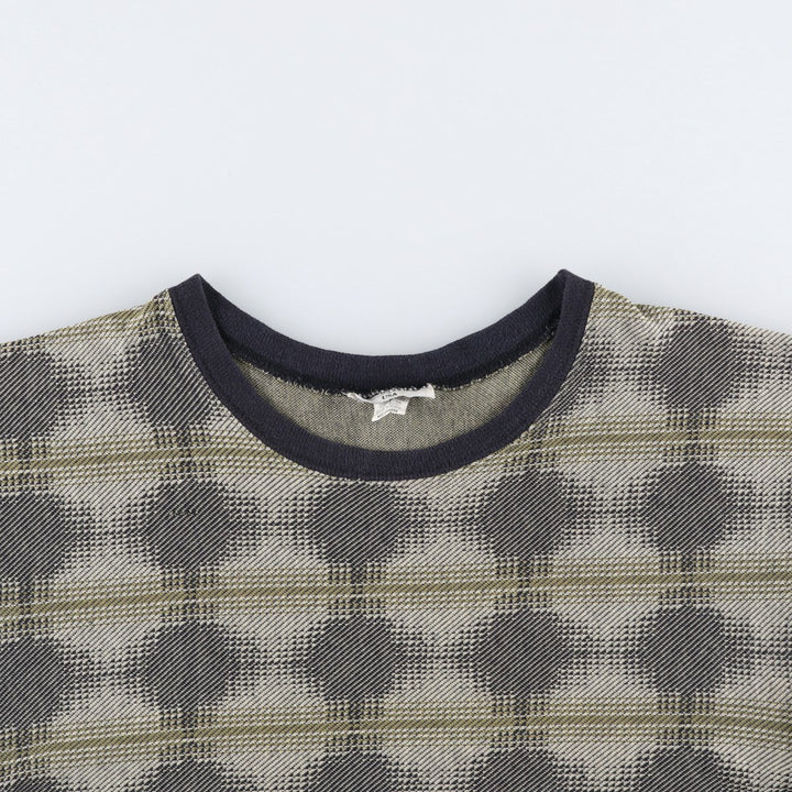TOTALE all-over print jacquard T-shirt, made in USA, men's size M equivalent, vintage. cotton Khaki type Vintage Second Hand