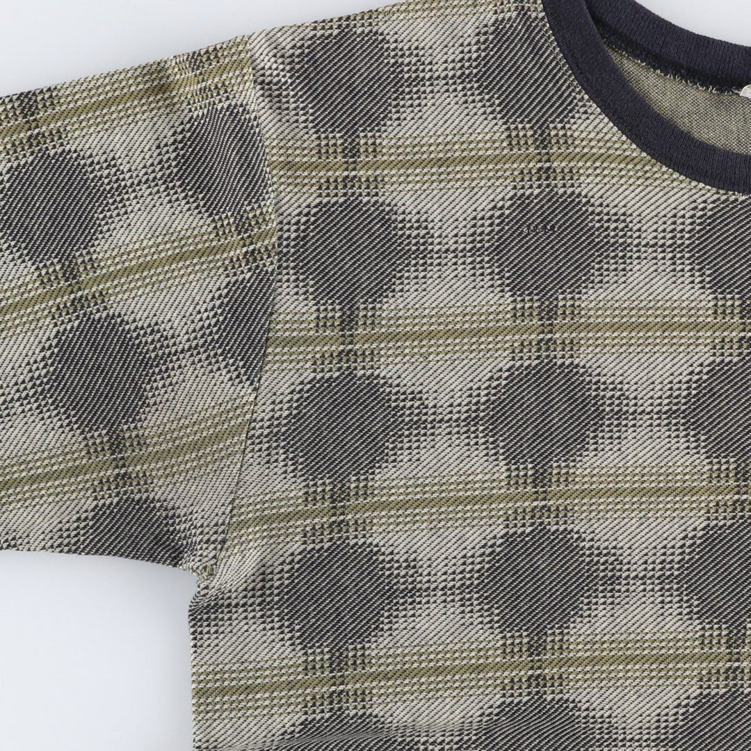 TOTALE all-over print jacquard T-shirt, made in USA, men's size M equivalent, vintage. cotton Khaki type Vintage Second Hand