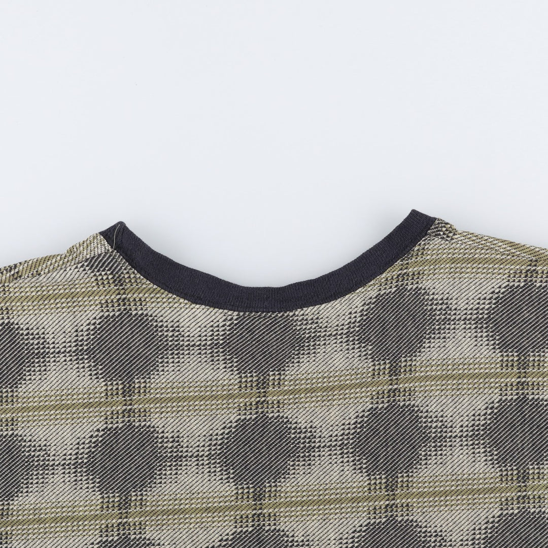 TOTALE all-over print jacquard T-shirt, made in USA, men's size M equivalent, vintage. cotton Khaki type Vintage Second Hand