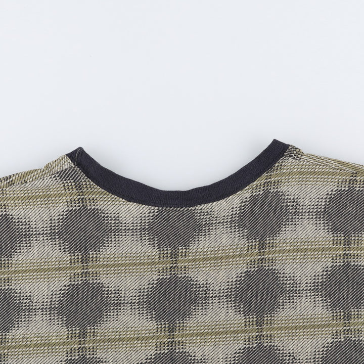 TOTALE all-over print jacquard T-shirt, made in USA, men's size M equivalent, vintage. cotton Khaki type Vintage Second Hand