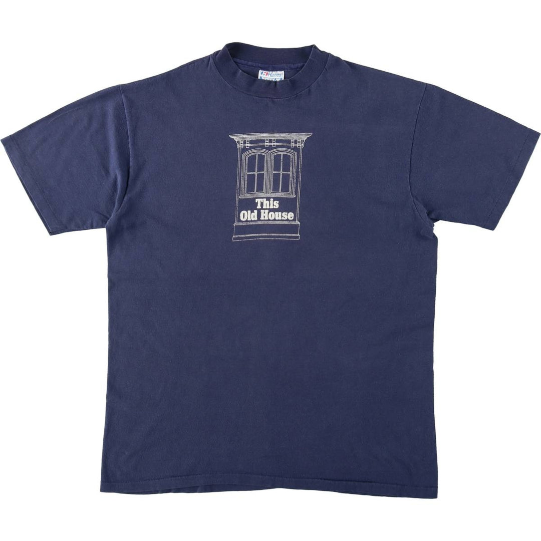 80'S Hanes BEEFY-T This Old House TV Show Print T-Shirt, Made in USA, Men's Size L (approx.), Vintage cotton navy blue type Vintage Second Hand