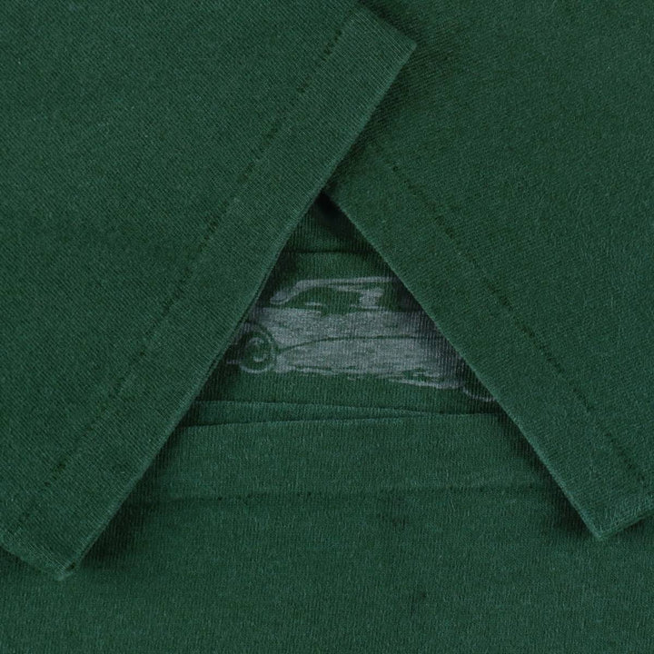 90'S Cotton Deluxe all-over car print Henley neck t-shirt, made in USA, men's size L equivalent, vintage. cotton Green type dark green Vintage Second Hand