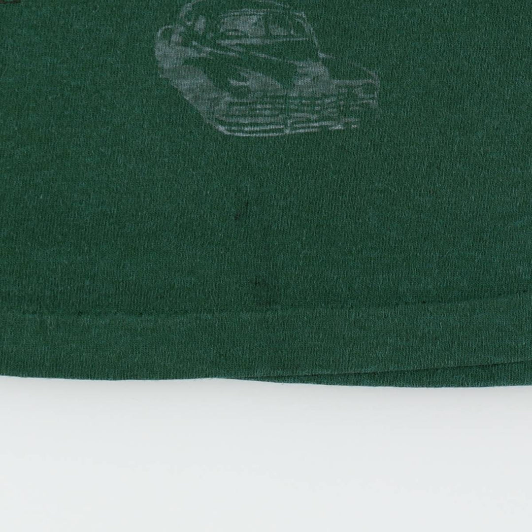 90'S Cotton Deluxe all-over car print Henley neck t-shirt, made in USA, men's size L equivalent, vintage. cotton Green type dark green Vintage Second Hand