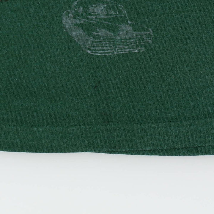 90'S Cotton Deluxe all-over car print Henley neck t-shirt, made in USA, men's size L equivalent, vintage. cotton Green type dark green Vintage Second Hand