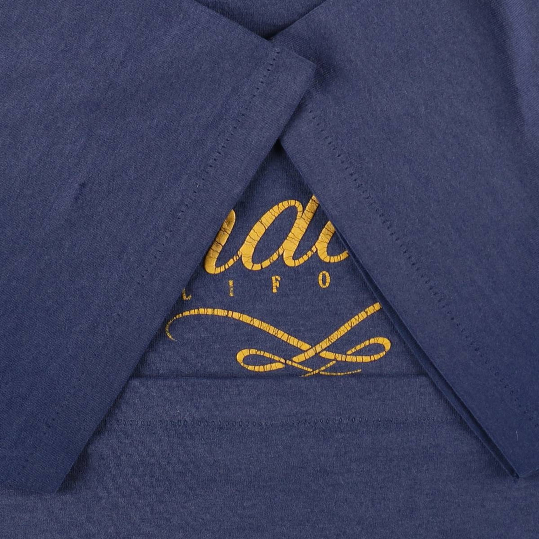 90'S ONEITA Printed T-shirt, Men's L size, Vintage cotton navy blue type Vintage Second Hand