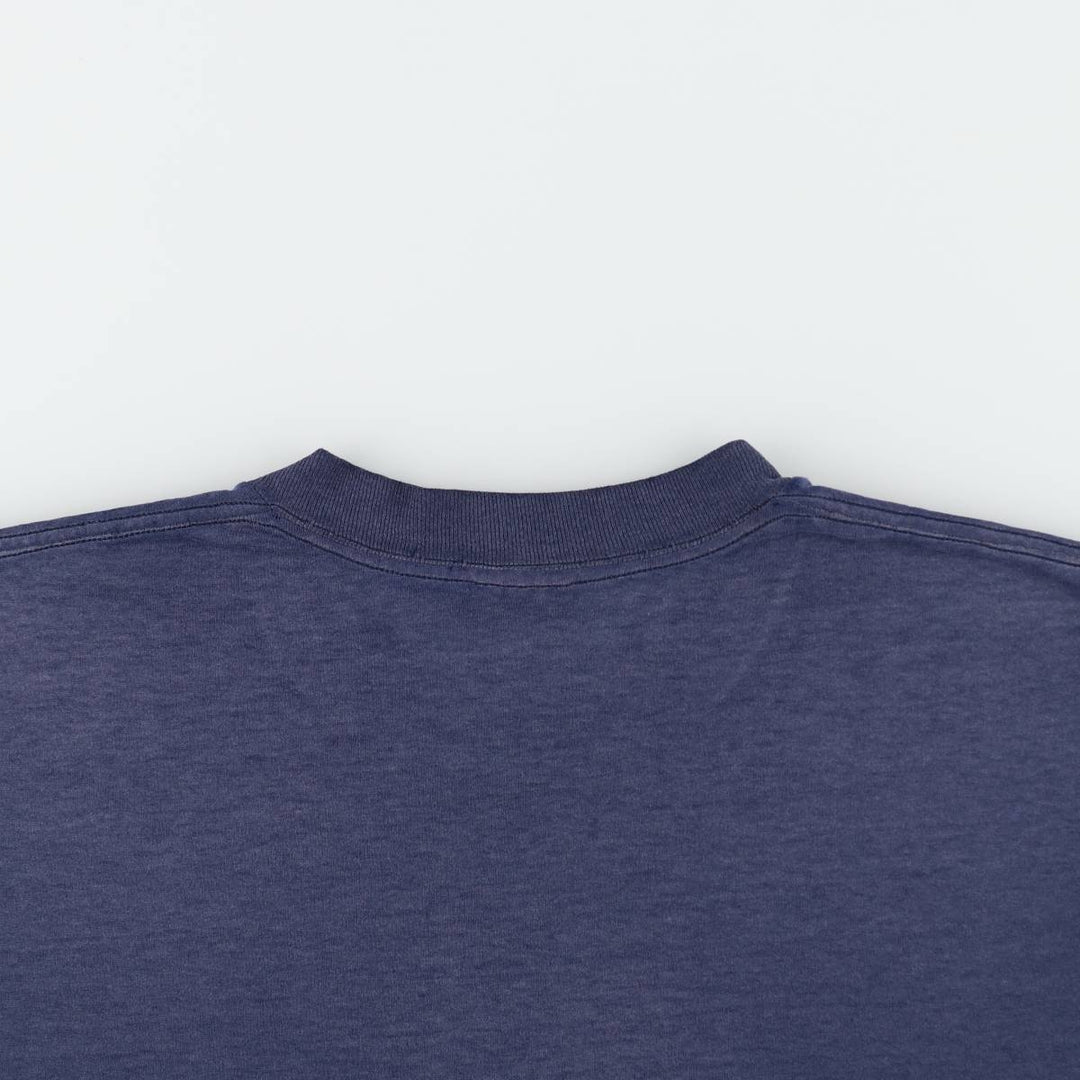 90'S ONEITA Printed T-shirt, Men's L size, Vintage cotton navy blue type Vintage Second Hand