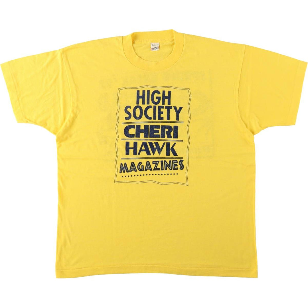 90'S Screen Stars printed T-shirt, made in USA, men's size XL (approx.) cotton yellow type Vintage Second Hand
