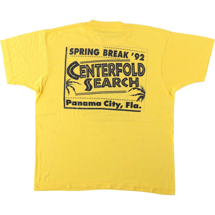 90'S Screen Stars printed T-shirt, made in USA, men's size XL (approx.) cotton yellow type Vintage Second Hand