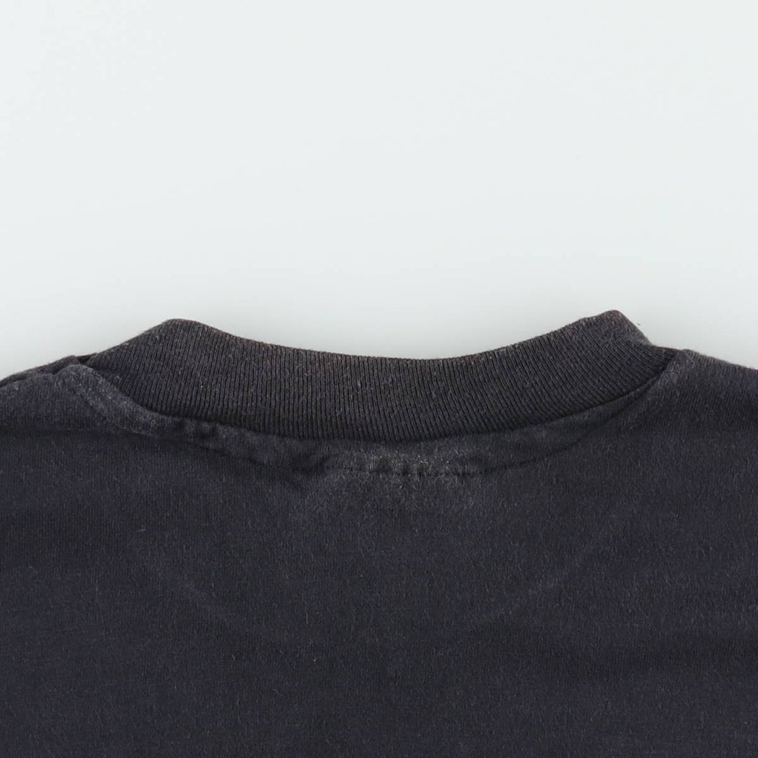 80'S Hanes Fifty-Fifty Blue Tag Printed T-Shirt Made in USA Men's L Size Vintage cotton black type Vintage Second Hand