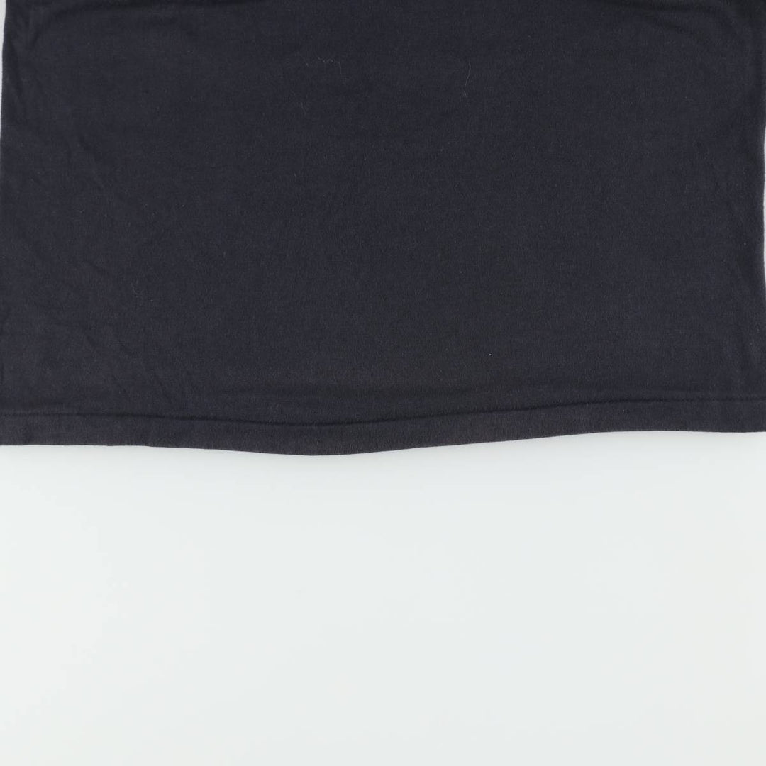 80'S Hanes Fifty-Fifty Blue Tag Printed T-Shirt Made in USA Men's L Size Vintage cotton black type Vintage Second Hand