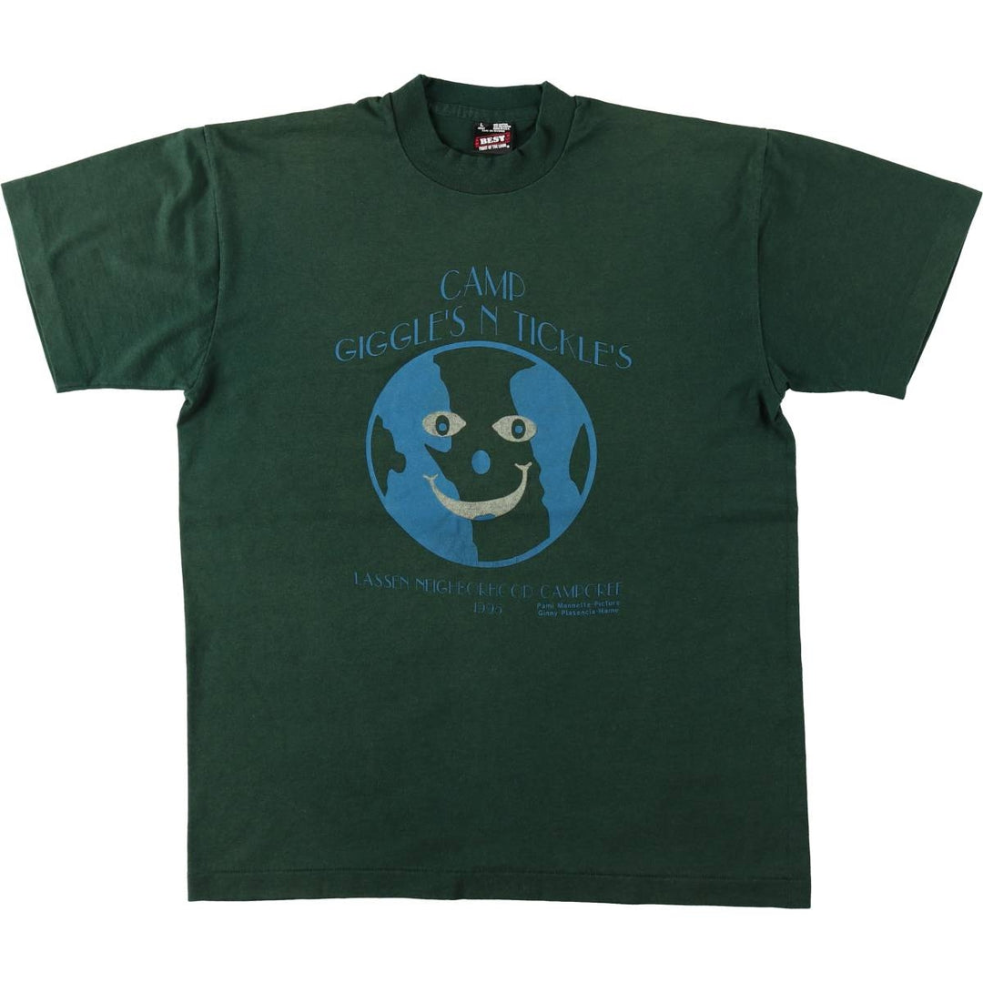 90'S Fruit of the Loom printed T-shirt, made in the USA, men's size L, vintage cotton dark green Vintage Second Hand