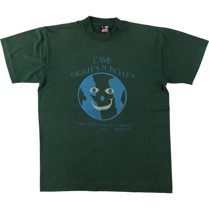 90'S Fruit of the Loom printed T-shirt, made in the USA, men's size L, vintage cotton dark green Vintage Second Hand