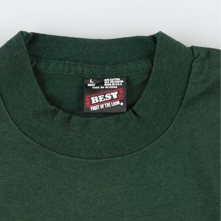 90'S Fruit of the Loom printed T-shirt, made in the USA, men's size L, vintage cotton dark green Vintage Second Hand
