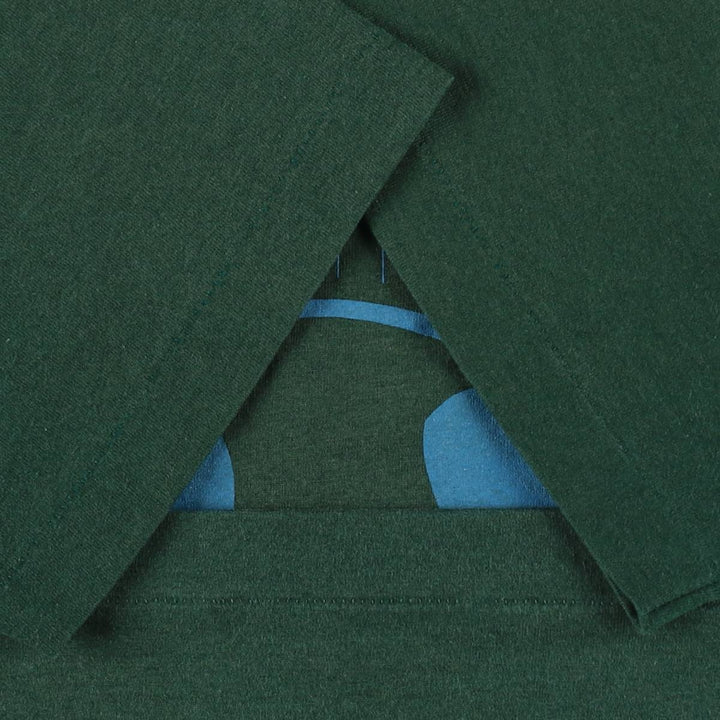 90'S Fruit of the Loom printed T-shirt, made in the USA, men's size L, vintage cotton dark green Vintage Second Hand