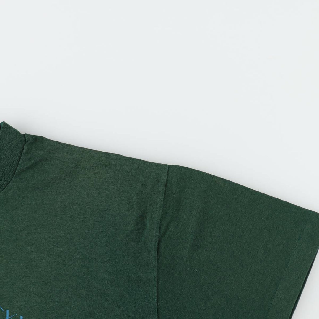 90'S Fruit of the Loom printed T-shirt, made in the USA, men's size L, vintage cotton dark green Vintage Second Hand