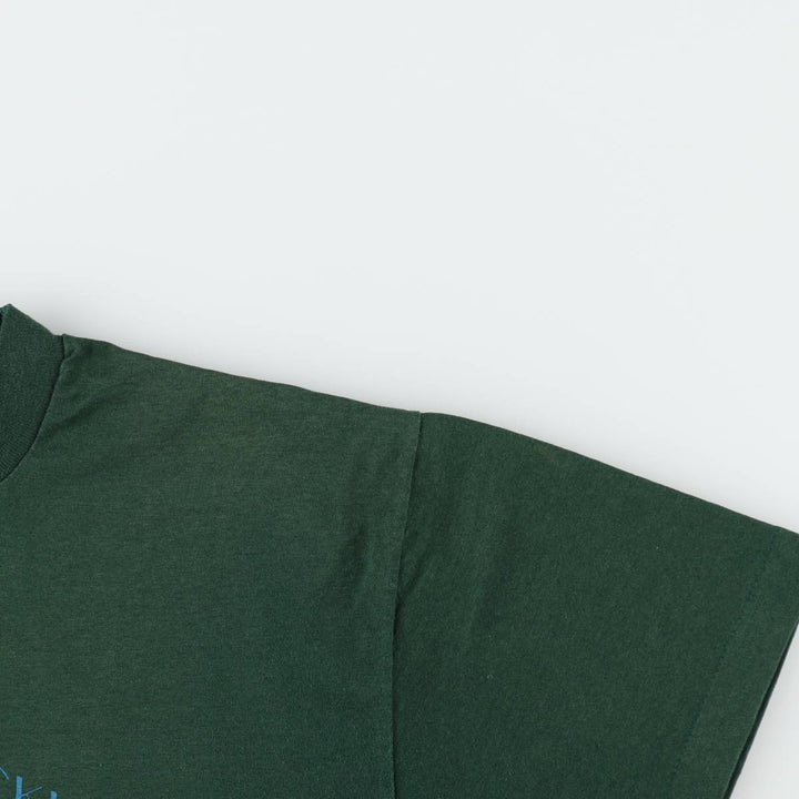90'S Fruit of the Loom printed T-shirt, made in the USA, men's size L, vintage cotton dark green Vintage Second Hand