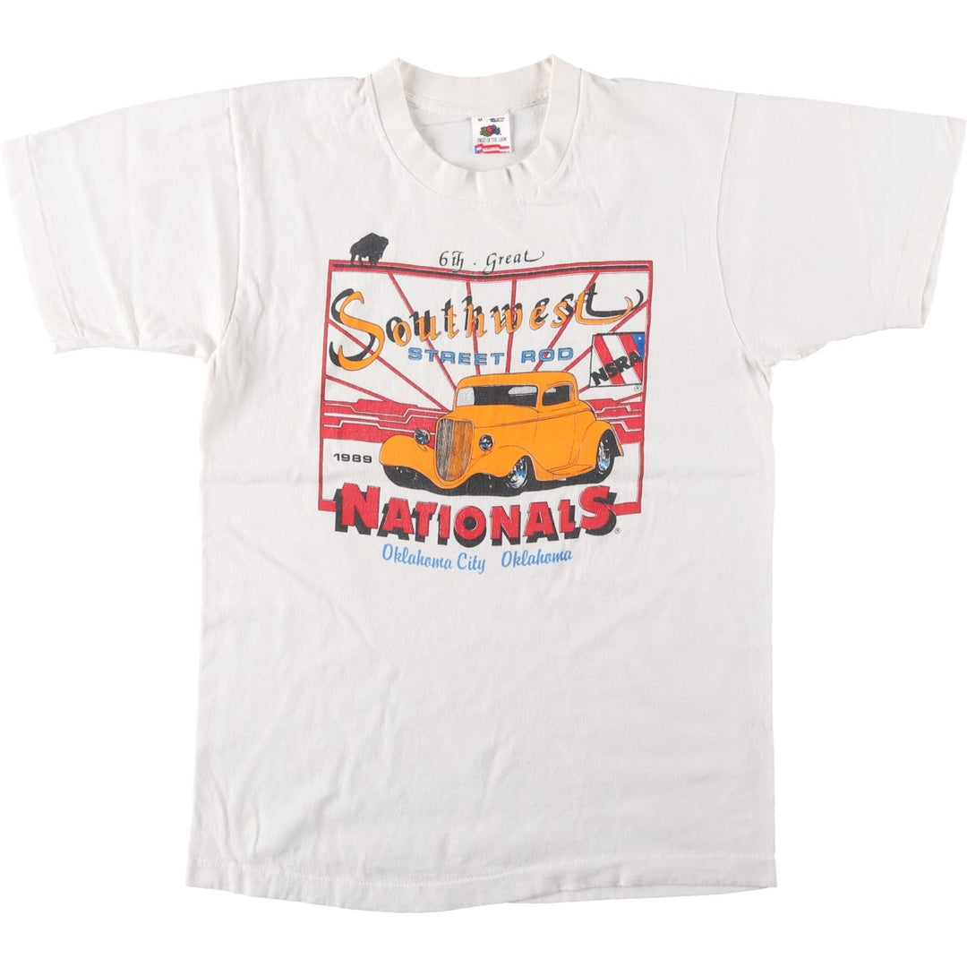 90'S Fruit of the Loom printed T-shirt, made in the USA, men's size M, vintage cotton white type Vintage Second Hand