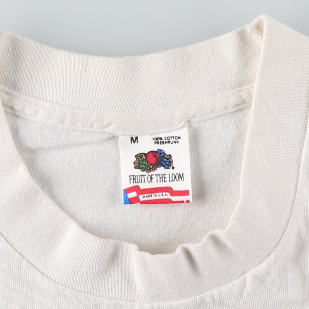 90'S Fruit of the Loom printed T-shirt, made in the USA, men's size M, vintage cotton white type Vintage Second Hand