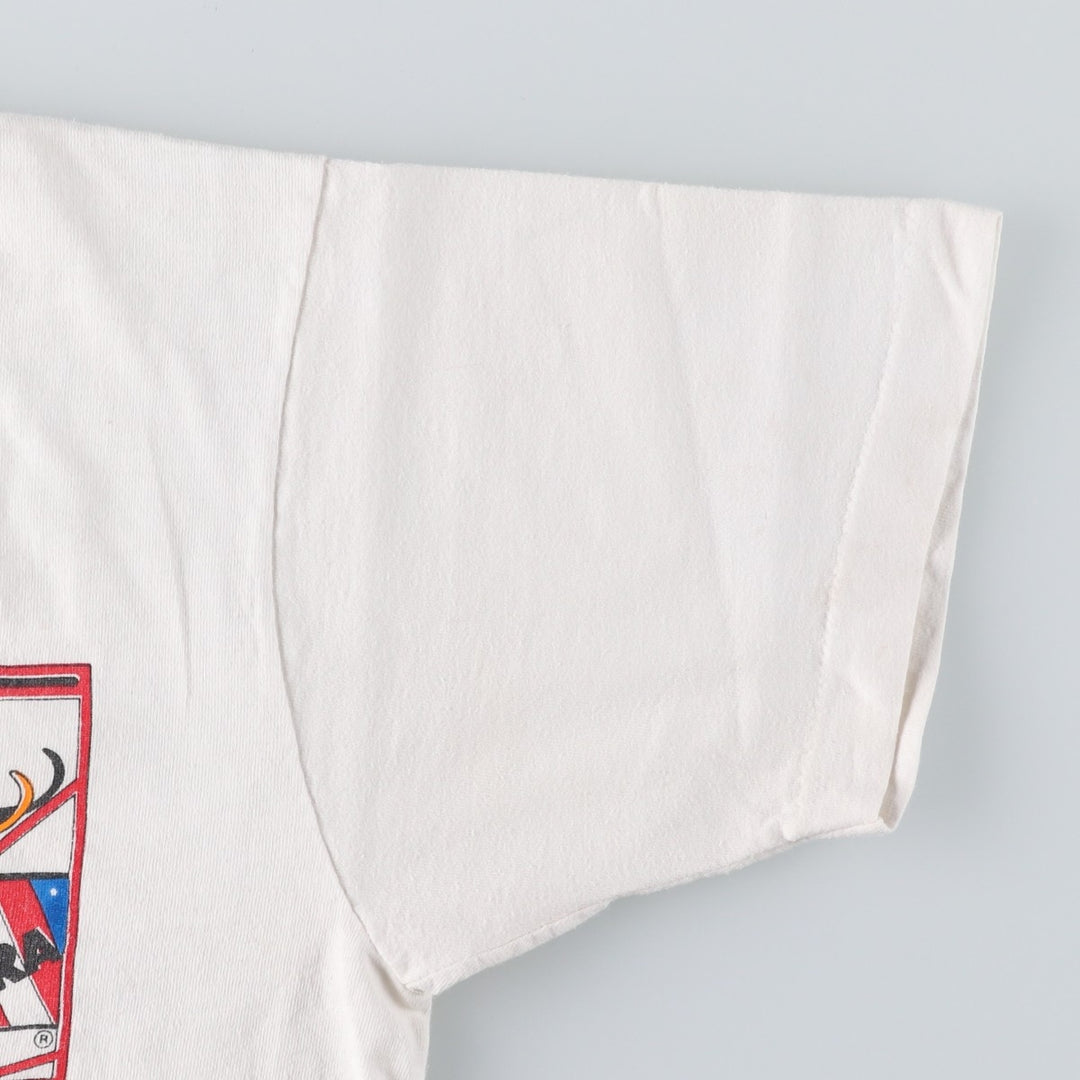 90'S Fruit of the Loom printed T-shirt, made in the USA, men's size M, vintage cotton white type Vintage Second Hand