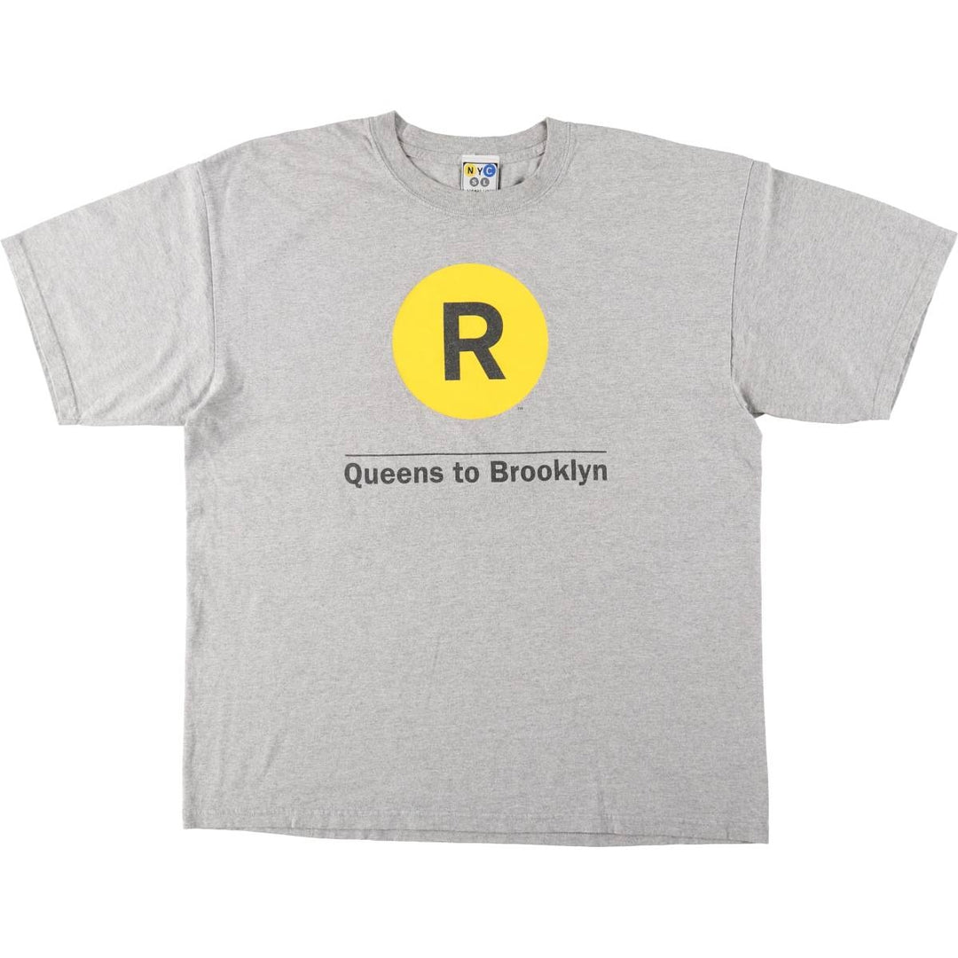 NYC SUBWAY LINE Printed T-Shirt, Men's Size XL (approx.) cotton gray type Vintage Second Hand