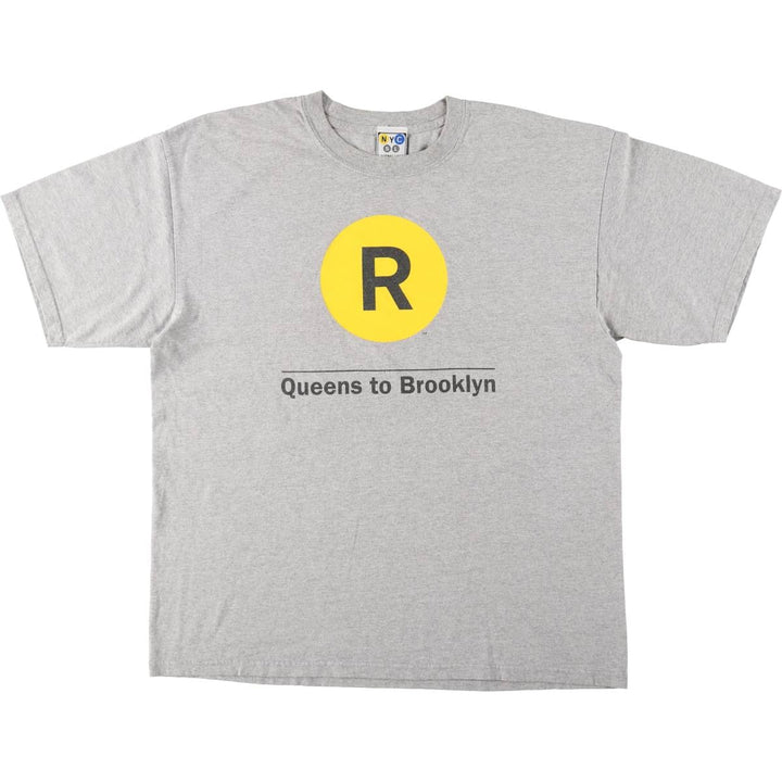 NYC SUBWAY LINE Printed T-Shirt, Men's Size XL (approx.) cotton gray type Vintage Second Hand