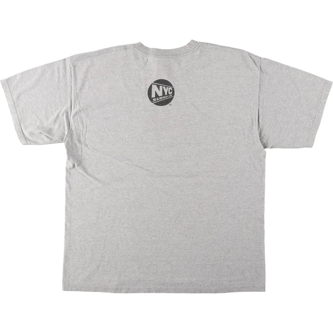 NYC SUBWAY LINE Printed T-Shirt, Men's Size XL (approx.) cotton gray type Vintage Second Hand