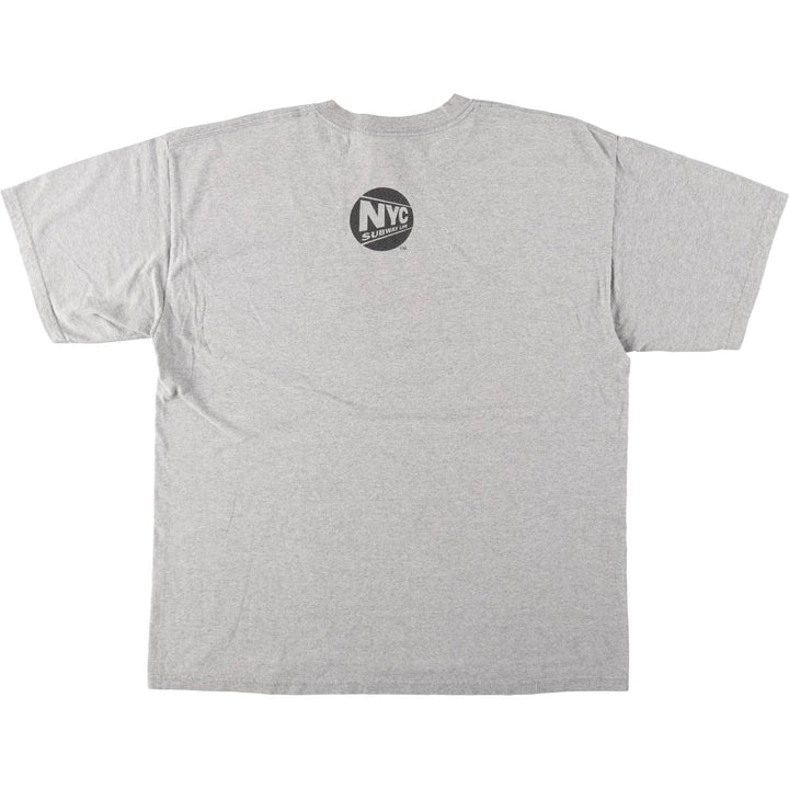 NYC SUBWAY LINE Printed T-Shirt, Men's Size XL (approx.) cotton gray type Vintage Second Hand