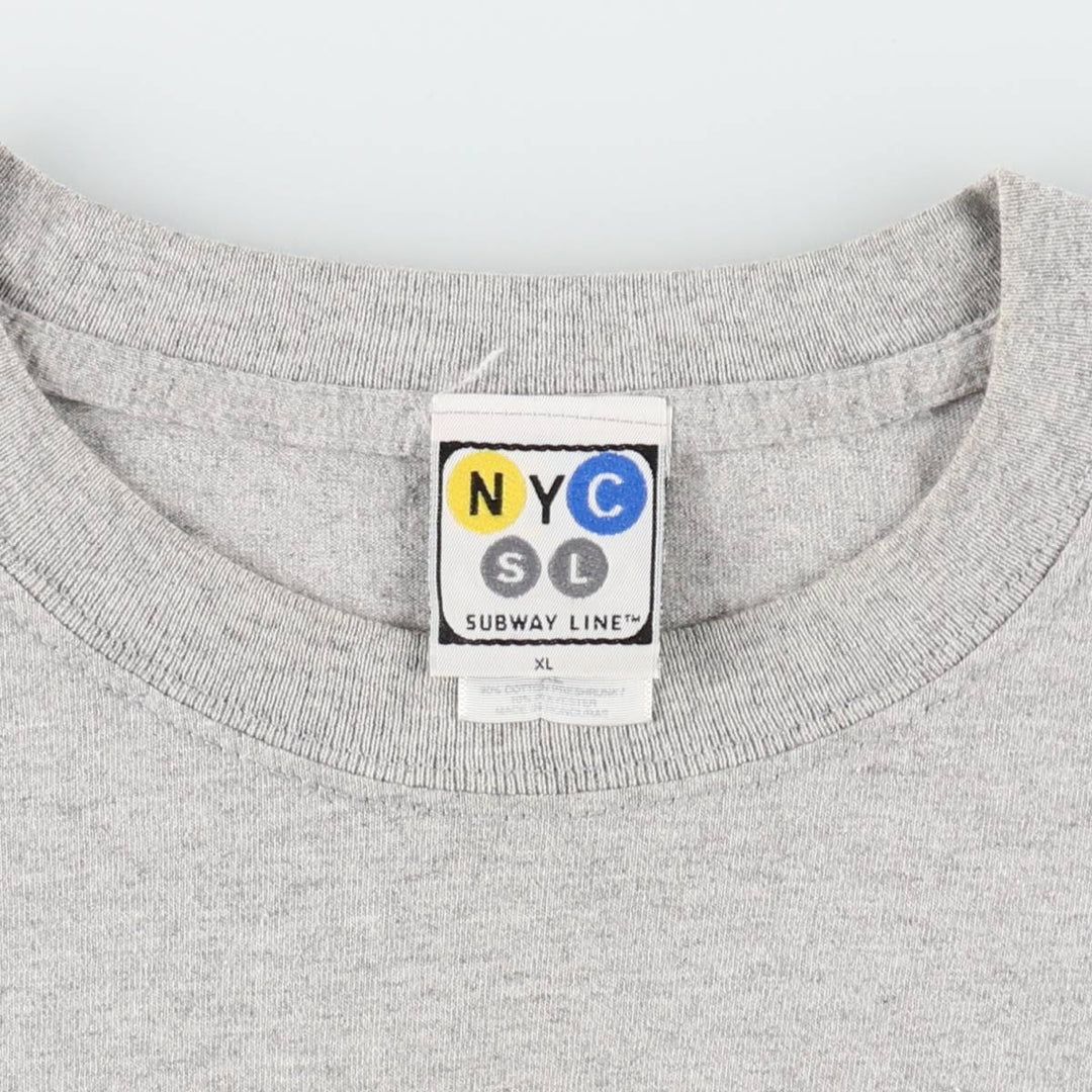 NYC SUBWAY LINE Printed T-Shirt, Men's Size XL (approx.) cotton gray type Vintage Second Hand